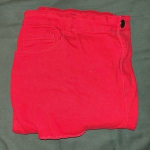 Red Ripped Biker Jeans